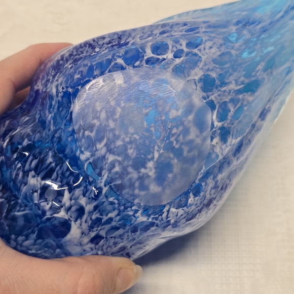 Murano Style Teal Blue CONCH SHELL Hand-blown Art Glass Trinket Candy Dish - Picture 11 of 13